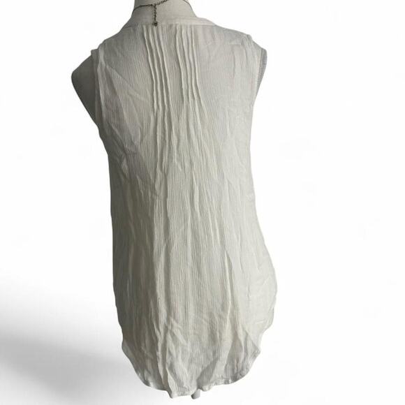 Meadow Rue By Anthropologie Women’s White Button Up V Neck Lace Tank Top - Picture 2 of 5